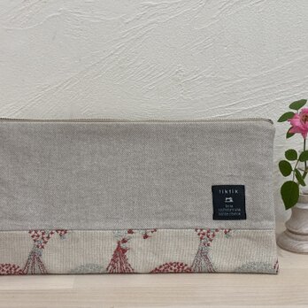 リネンツイルのフラットポーチ　