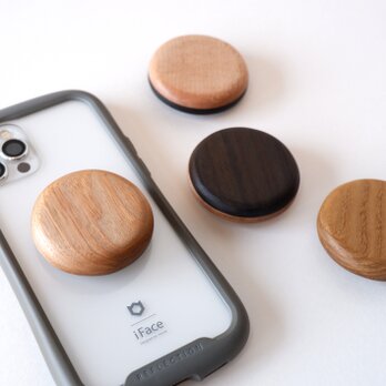 木製スマホグリップ　丸型