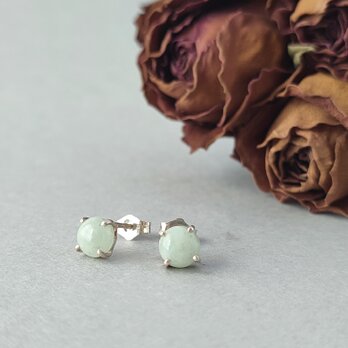 【1点もの】金属アレルギー対応/silver925/ビルマジェダイト/ビルマ翡翠/5月誕生石/緑/シンプル/一粒/ピアス