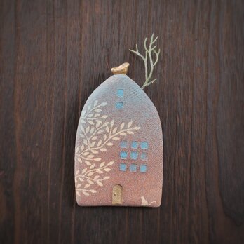 小鳥とおうち 壁掛け no.22 smoky blue　