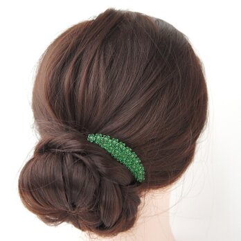 ヘアコーム 「 クラシックグリーン 」つまみ細工 緑色 緑 髪飾り ギフト クリスマス 秋 冬 かんざし 着物 和装