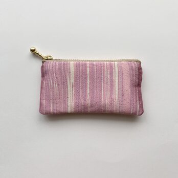 絹手染ミニポーチ（縦・渋赤系光沢）