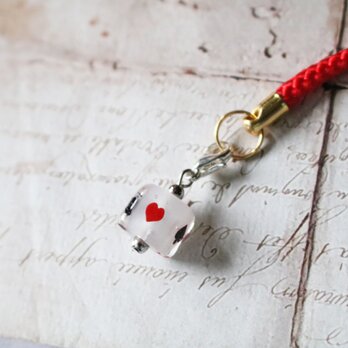 とんぼ玉＊ガラスの根付「トランプ」　（カニカン付き）