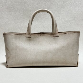 【在庫品・即納可能】イタリア製牛革のしっかり横長トートバッグ（アイボリー・Sサイズ）