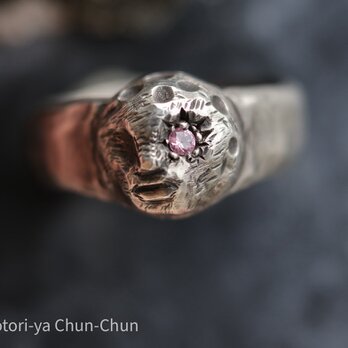 【完全新作】Sumのスリランカ産蛍光パパラチアサファイア・精霊リング【月の精霊「ムーンフェイス」】