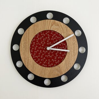 甲州印伝クロック：とんぼ赤・白 No.01092