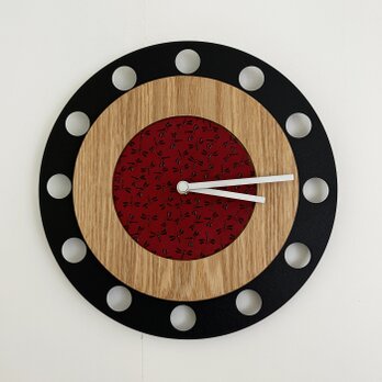 甲州印伝クロック：とんぼ赤・黒 No.01086