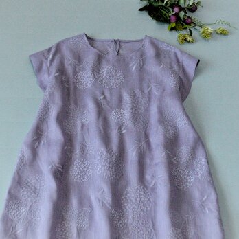 リネン100％総刺繍生地+ピンタック仕様無地シンプルな大人可愛いワンピース♪