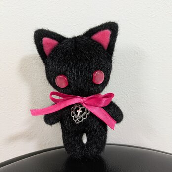 ぬいぐるみキーホルダー☆Spirit  Cat☆黒×ピンク