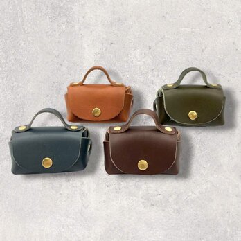 レザープチバッグ（ハンドメイド／コンパクト／小物入れ／チャーム／ギフト対応）