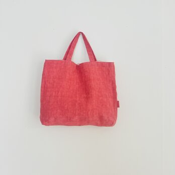 天日干しリネン手提げbag   ピンク