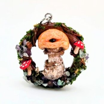 【09】博学多才の森のきのこ　大きめペンダント