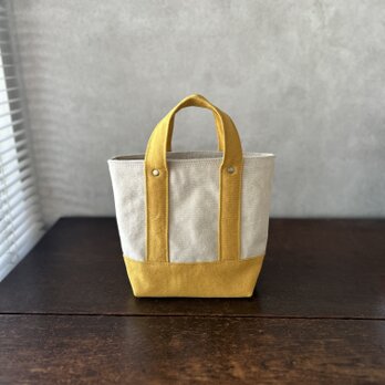TOTE BAG -bicolor-(S) / ecru × mustard
