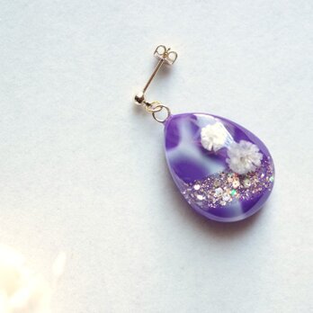 レジンアート　ドロップピアス〈深き夜〉