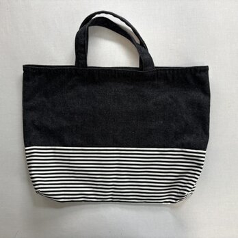 レッスンバッグ【黒デニム✖️黒白ボーダー】