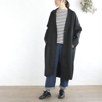 ロングシーズン役立つ コットンツイル テーラーカラー アトリエコート（ブラック）CO09