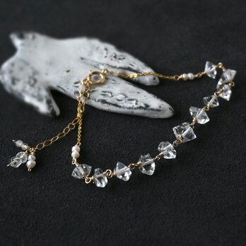 ハーキマーダイヤモンドのブレスレットA・ネックレス変更可・14kgf