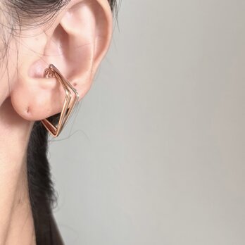 diagonal square　Large  14kgf×silver925 イヤーカフ 4連