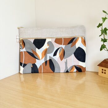 Wファスナーポーチ・特大サイズ（小鳥シルエット）