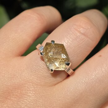 ルチルクォーツ　コロコロした美しい塊S　愛しい鉱物のリング　シルバーSV925