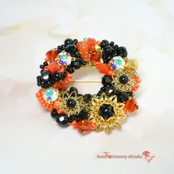 フラワーリースブローチG＊Bkack＆Orange