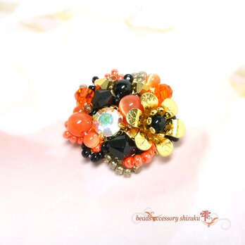 フラワーブローチG＊Bkack＆OrangeⅡ