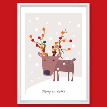 訪れる季節 トナカイ 送料無料  イラスト A4〜A0 ポスター アートポスター アート/sei検索新着順 3728