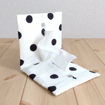 携帯ティッシュケース　ボックスティッシュから詰替え　ペーパータオルケース　ドット　オフホワイト　401