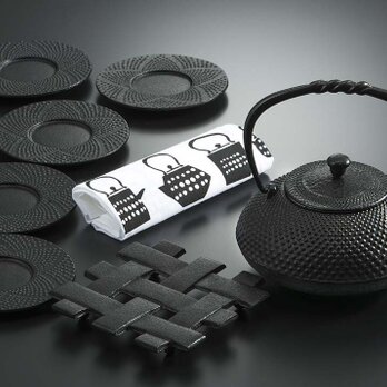 【お取り寄せ】南部鉄器 ティーポット 急須 ギフトセット 霰 黒 日本製