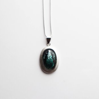銀河【Emerald】 七宝焼ペンダント 純銀箔ちらし七宝