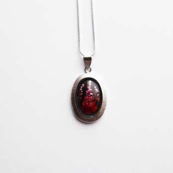 銀河【Ruby】 七宝焼ペンダント 純銀箔ちらし七宝