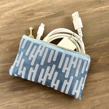 【エ霞】畳縁　ミニポーチ　カードケース　小銭入れ　数珠入れ　水色　ブルー　和柄　伝統