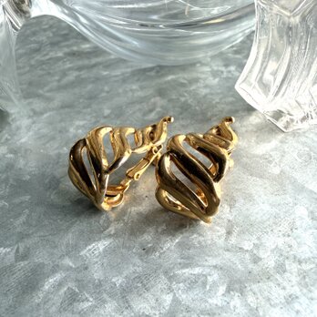 YN43-【 Napier 】ネイピア・ヴィンテージイヤリング  Goldtone Polished Thick Hoop