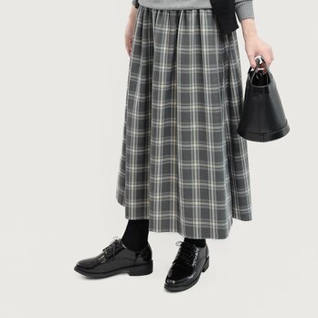 グレーで上質なタータンチェックを楽しむ ロングスカート ●RENEE-SK●