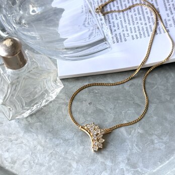 N299-ヴィンテージネックレス U.S.A. 1980s Crystal Rhinestone Crown