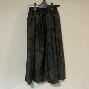 着物リメイク Ｑ ギャザースカート  シルク 古布正絹 着物スカート