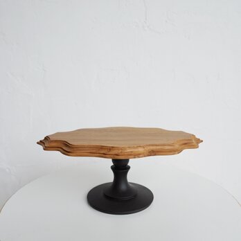 ウッドコンポート 木製 チーク材 ケーキスタンド 無垢材 ベースブラック Cake stand bicolor oval