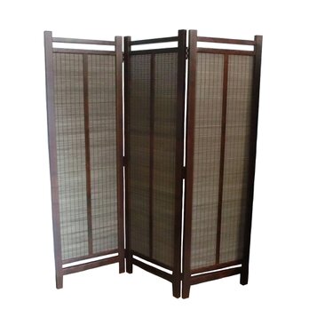 衝立 木簾 3連 スクリーン パーテーション ダークブラウン木簾 ② 樺桜
