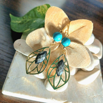 アラビアンピアス☪︎ターコイズカラー 宝飾品デザイン☪︎オアシス No.1713