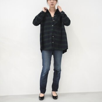 暖かネル素材・ブラックウォッチロングシャツ　No.369