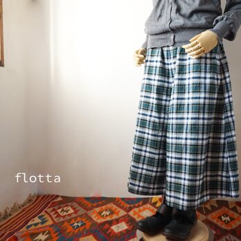 グリン系タータンチェックなキュロットガウチョパンツ