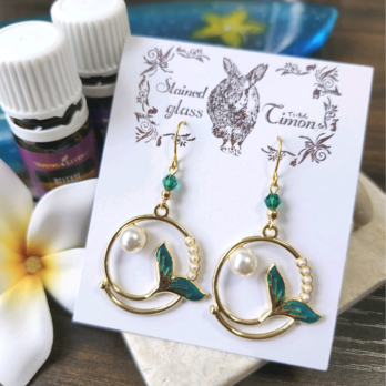 マーメイドテールピアス ゴールドカラー❀パールモチーフ No.1793