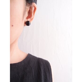 期間限定予約品【Gold color】Black Onyx Clip Earrings／オニキス クリップイヤリング（14mm）