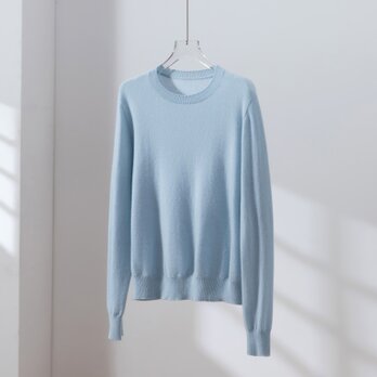 やわらかい繊維から生まれる最高の心地良さ カシミヤ100% クルーネック カシミヤセーター 水色 251002-2