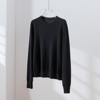 やわらかい繊維から生まれる最高の心地良さ カシミヤ100% クルーネック カシミヤセーター ブラック 251002-3