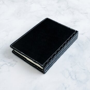 蝶番のレザーブックカバー Black