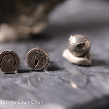 【ユニーク・ピアス】シルバーピアス【鳥さん３兄弟】（片耳）