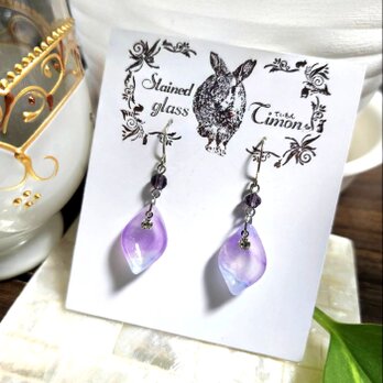 花びらピアス❀.*･ﾟ グラデーションブルーパープル 青紫 (こちらはパープル寄り) ハンドメイド No.1886