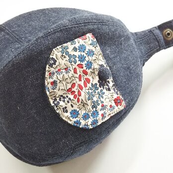 ふうせんポーチM  デニム  パッチ  LIBERTYポケット