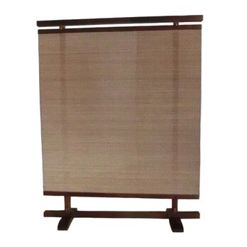 訳あり 間仕切り パーテーション #衝立  ドット柄編み 天然竹 メープル無垢材 ダークブラウン